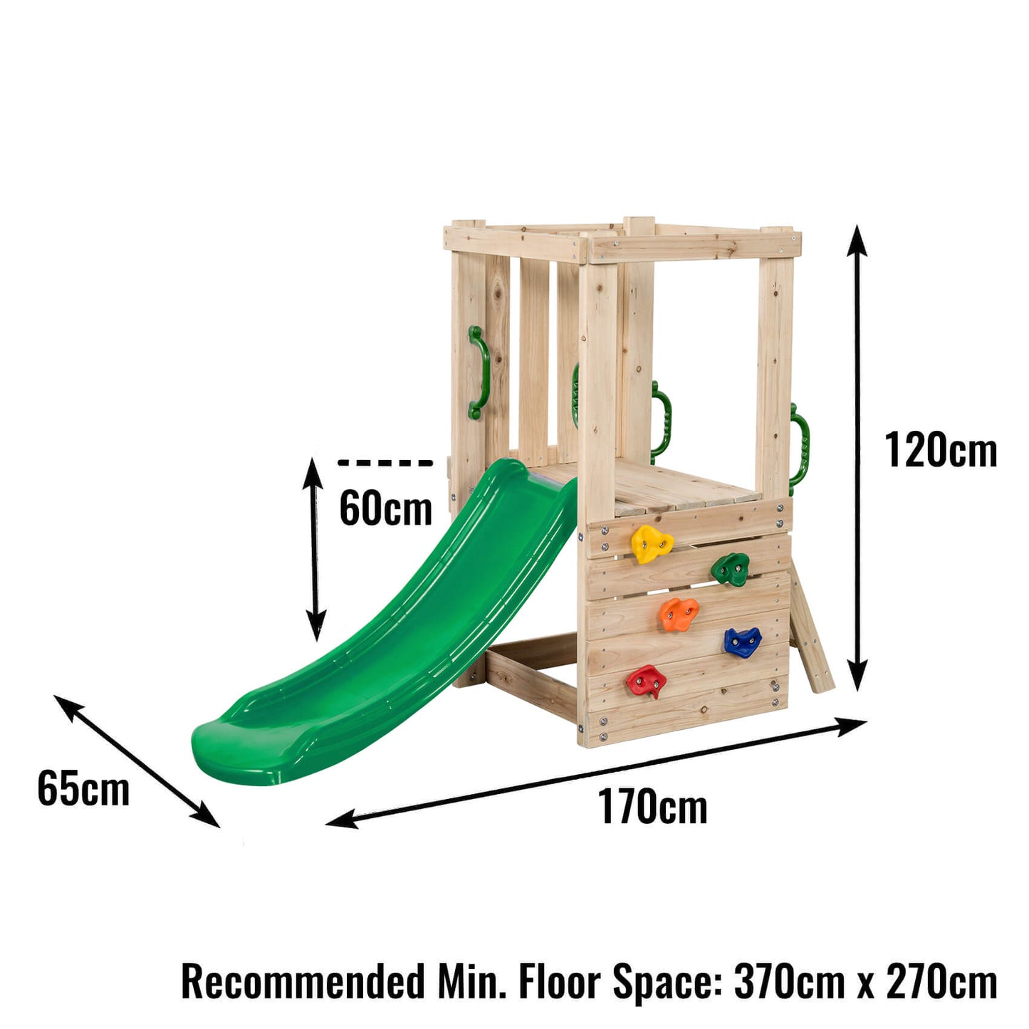 Small Wooden Climbing Frame Tower (W/ Slide)