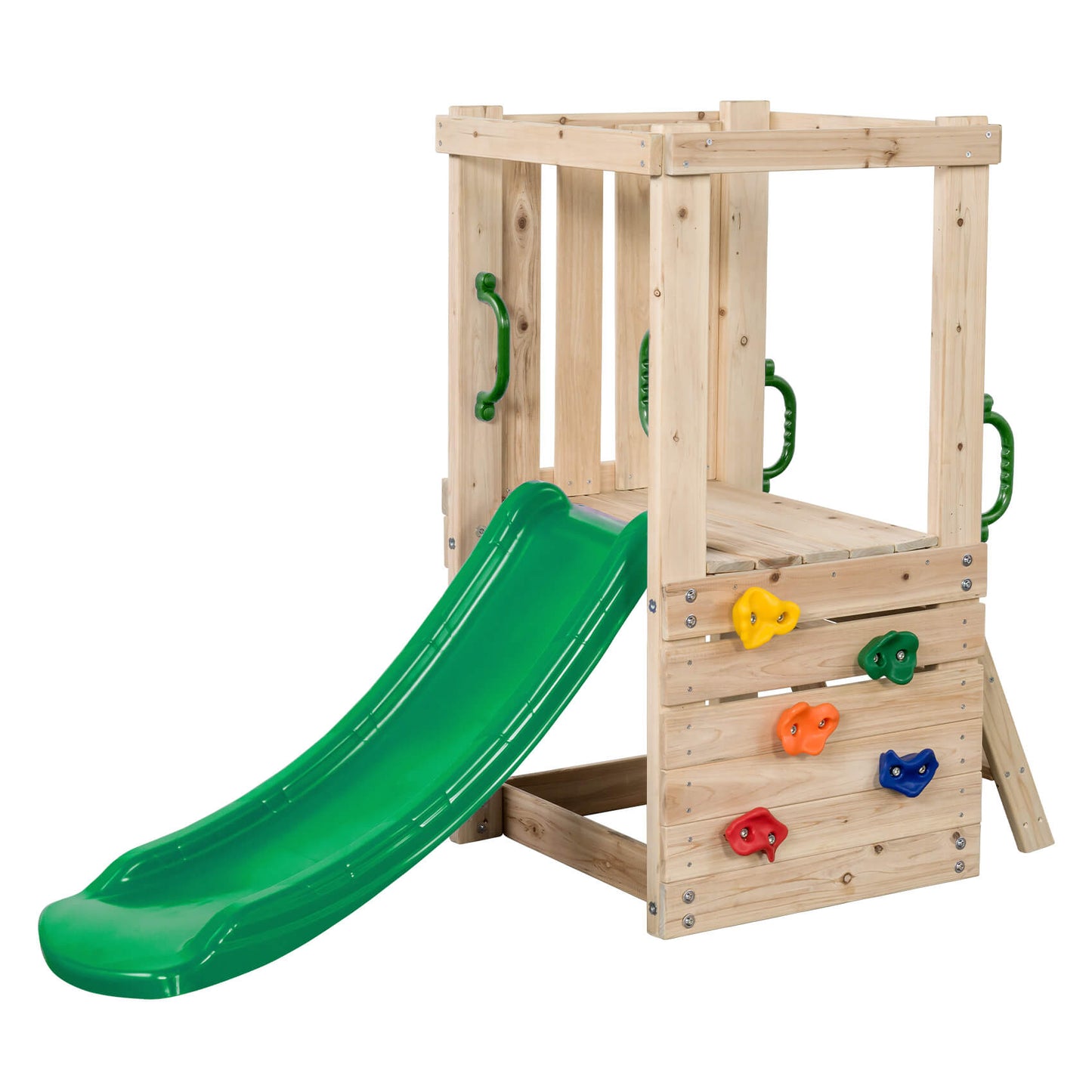 Small Wooden Climbing Frame Tower (W/ Slide)