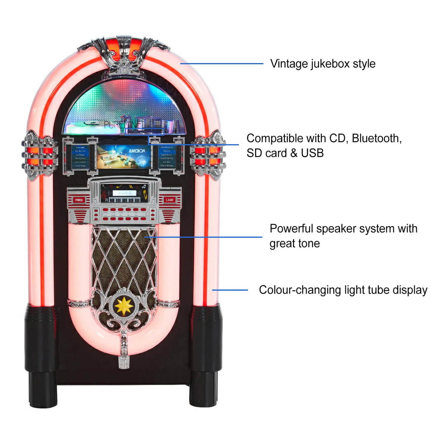 Pureline 105 Retro Bluetooth & CD Jukebox