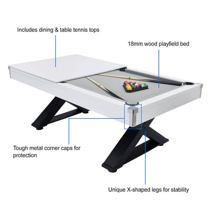 Pureline Kendo Pool Dining Table & Table Tennis Top - 6ft/7ft