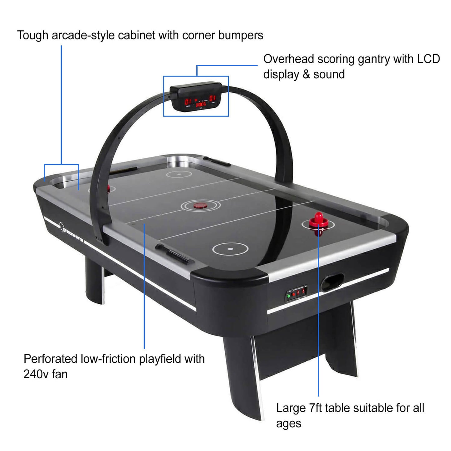 Strikeworth Pro Ice Aluminum 7 Foot Air Hockey Table