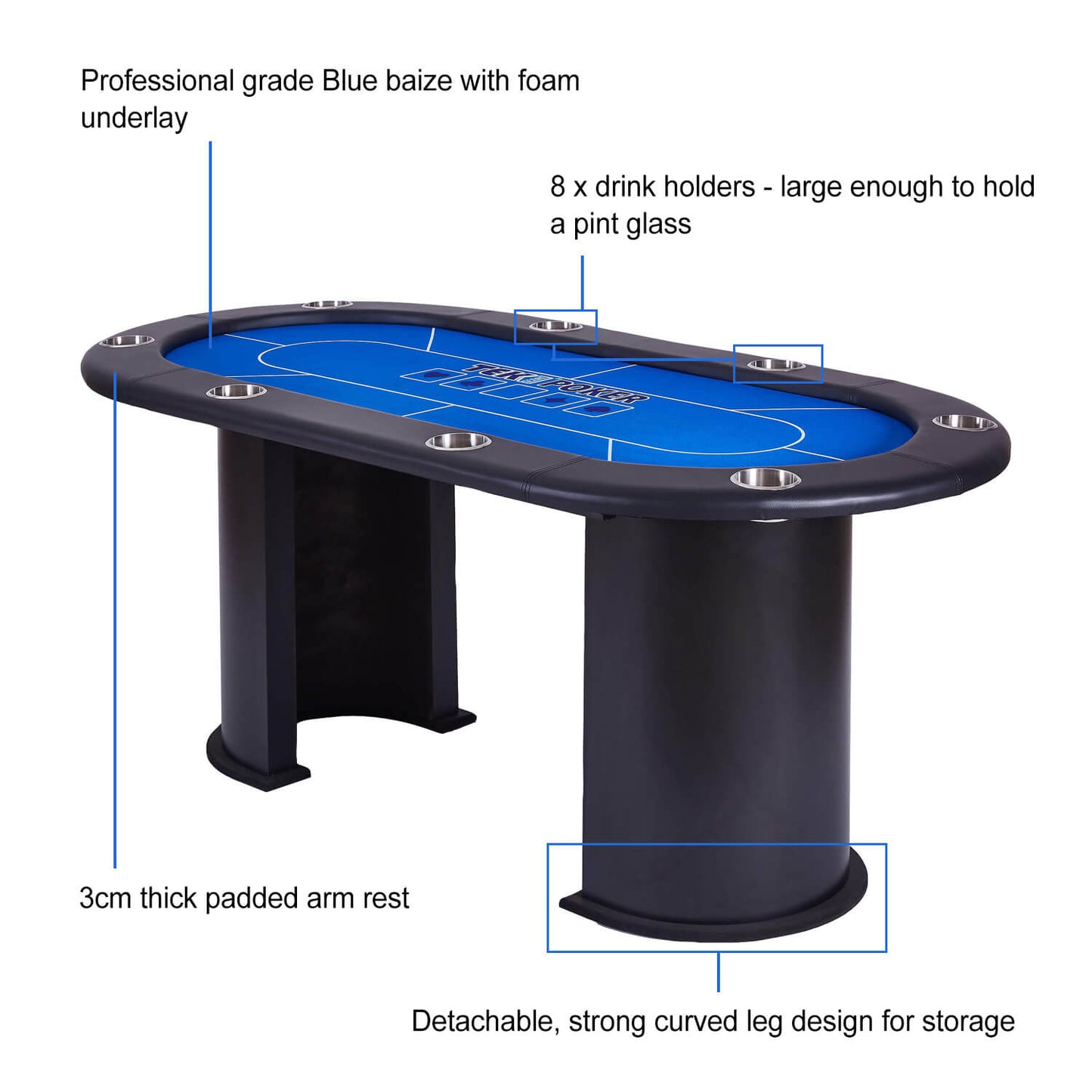 Tekscore Pro Curved Leg 6ft Poker Table