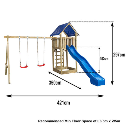 Jonas Wooden Climbing Frame Tower With Swing Set & Slide by Swing King