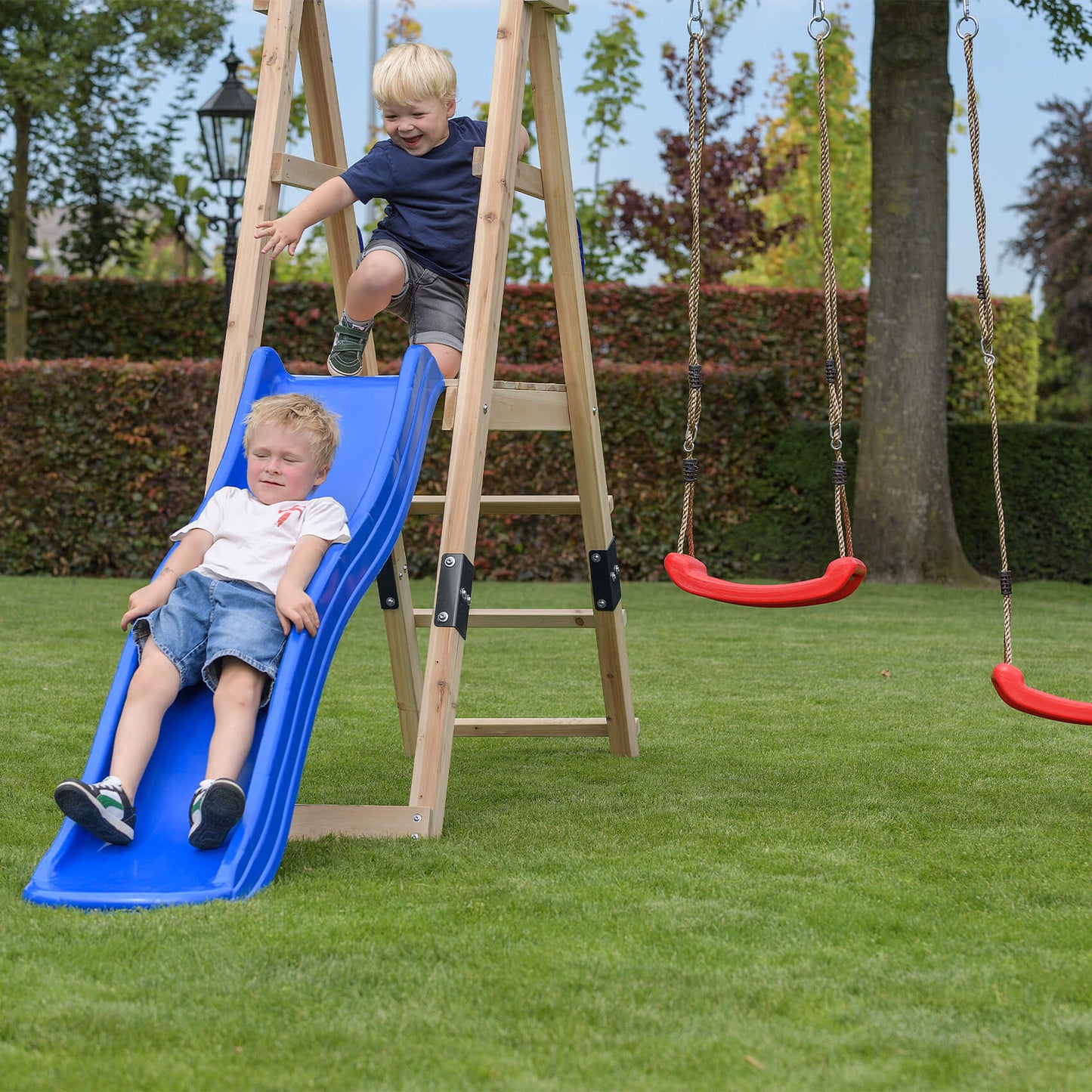 Ava Wooden Tower With Swings & Slide By Swing King