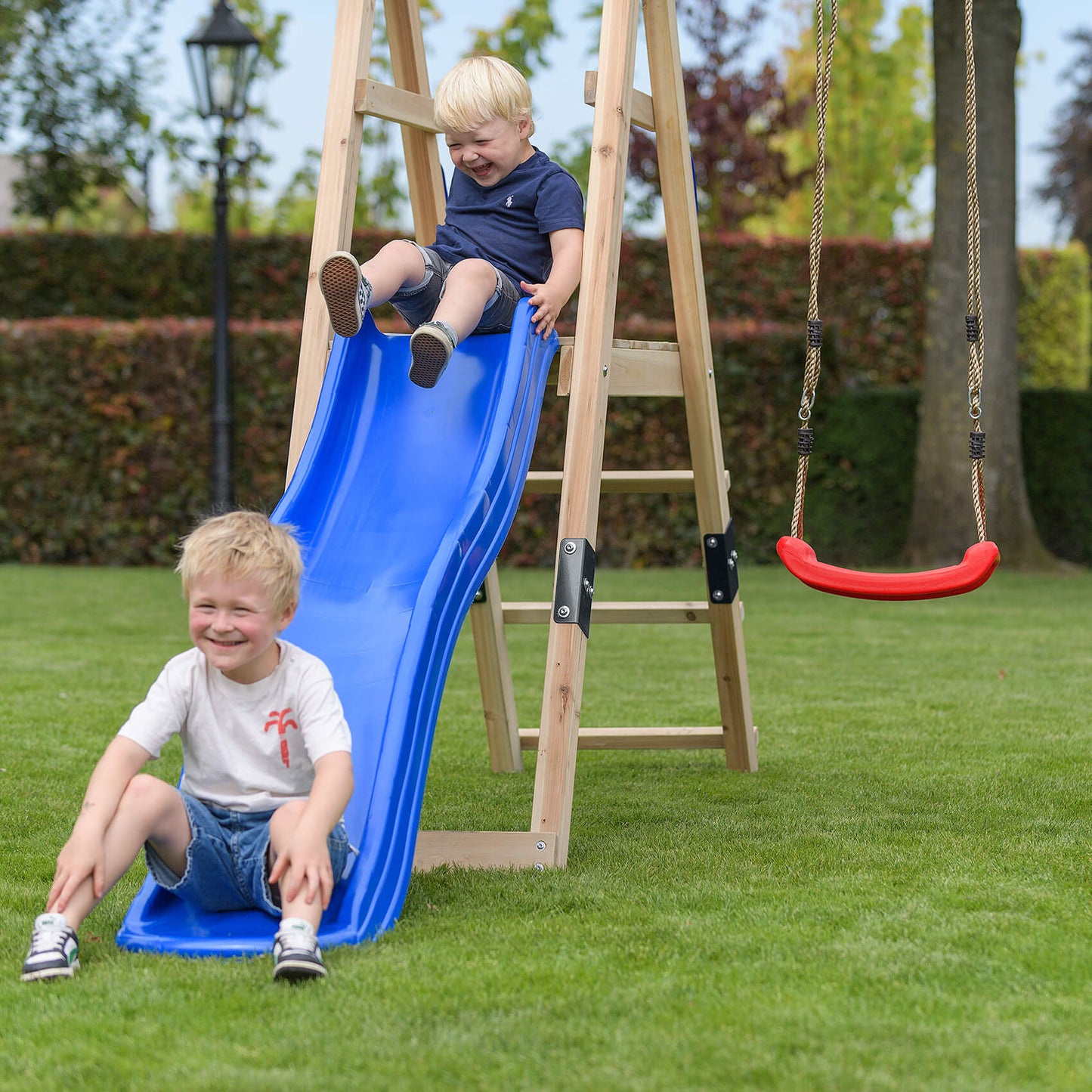 Ava Wooden Tower With Swings & Slide By Swing King