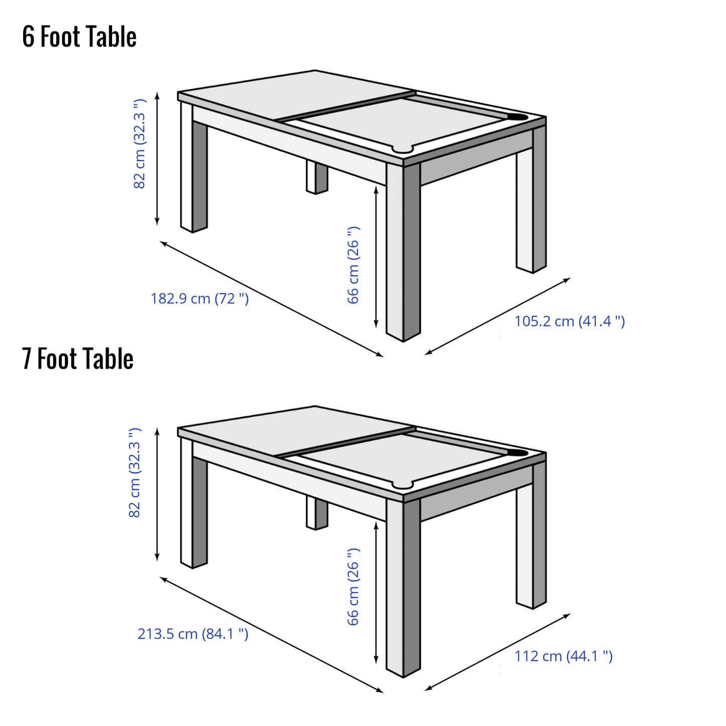 Pureline Pool Dining Table & Tennis Top - 6ft/ 7ft