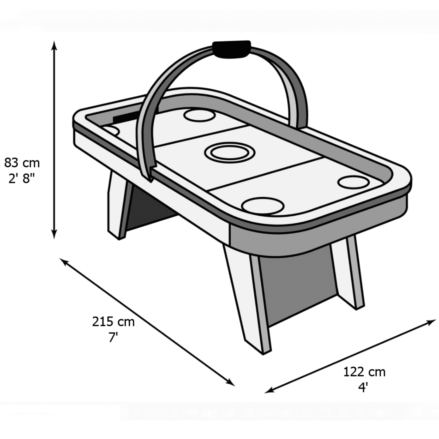 Strikeworth Pro Ice Aluminum 7 Foot Air Hockey Table